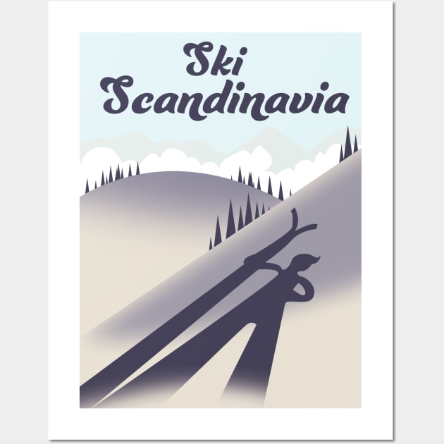Ski Scandinavia travel poster Wall Art by nickemporium1
